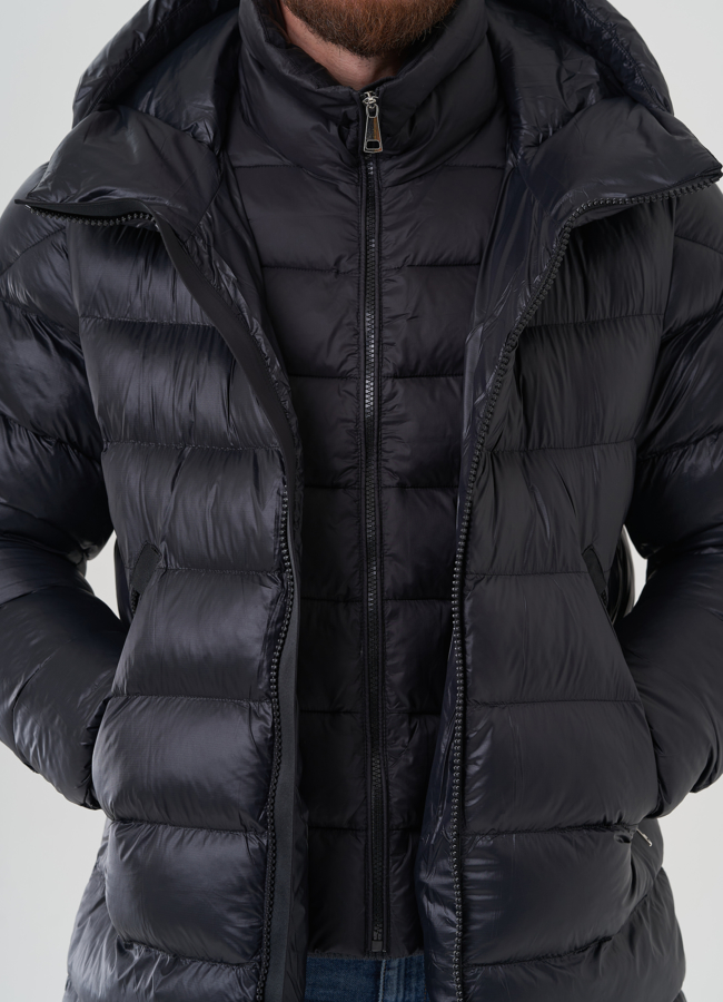 Мужской пуховик с капюшоном  модель № 82440 универмаг малина