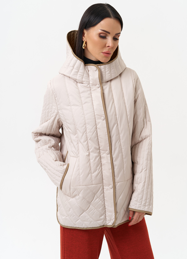 Женская утепленная куртка с капюшоном модель № 30023 меха малина