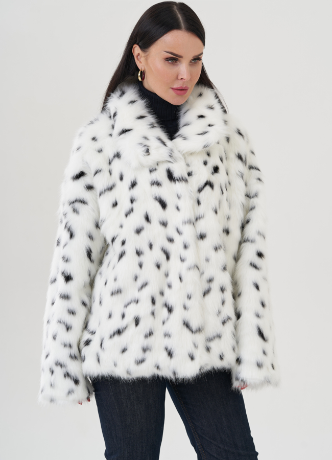 Куртка из эко меха с анималистичным принтом модель № 28458 в рассрочку