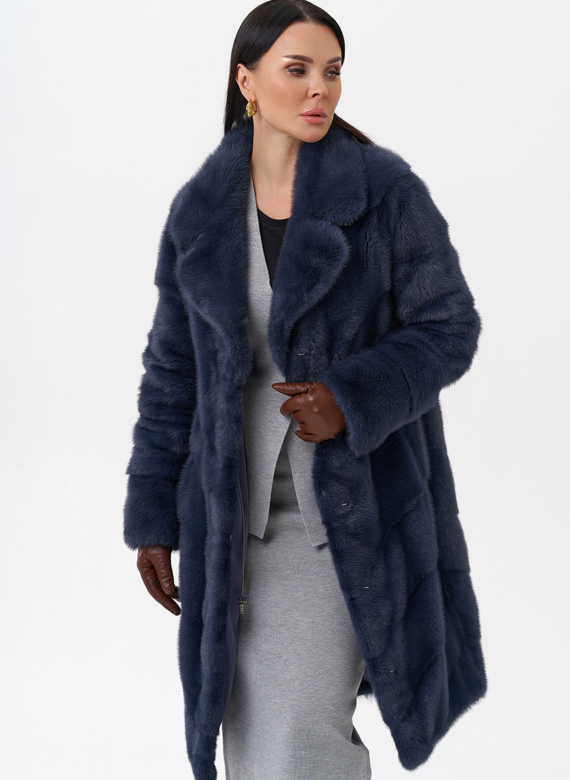 Норковая шуба с английским воротником 