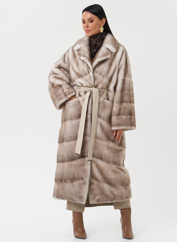 Длинная шуба из меха норки