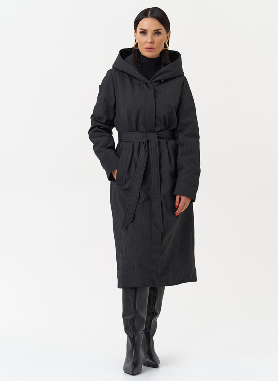 Пальто женское утепленное с эффектом жатой ткани