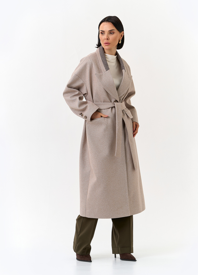 Женское пальто с акцентным воротником модель № 32812 в кредит