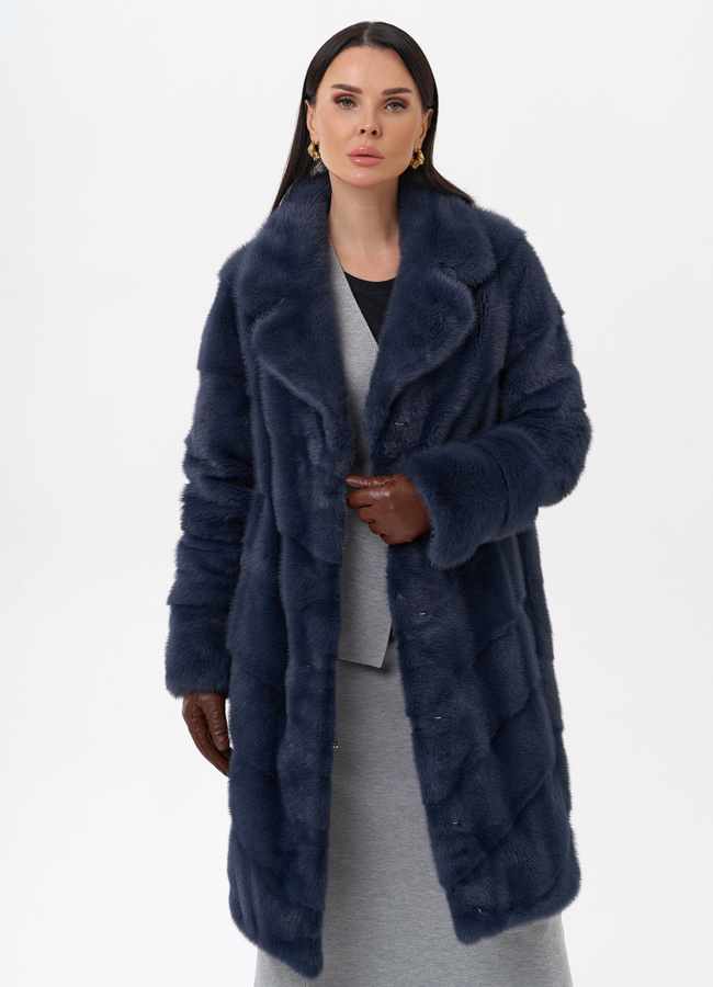 Норковая шуба с английским воротником  модель № 28930 универмаг малина