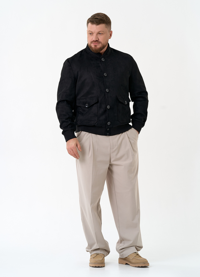 фото Мужская куртка бомбер из эко замши модель № 32877