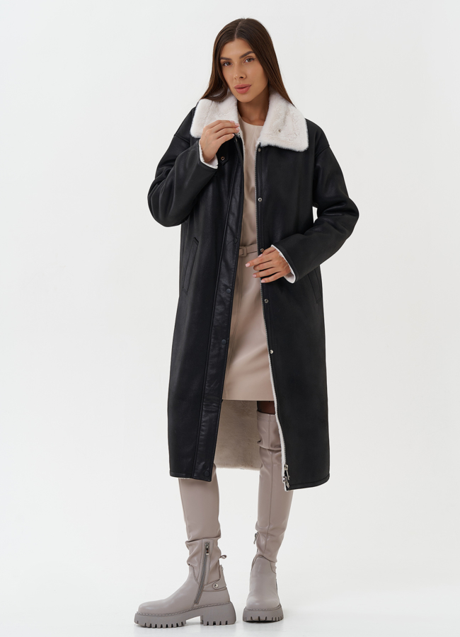 Удлиненное пальто из эко замши модель № 27710 универмаг малина