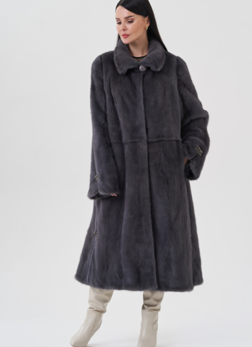 Норковая шуба с воротником стойка 