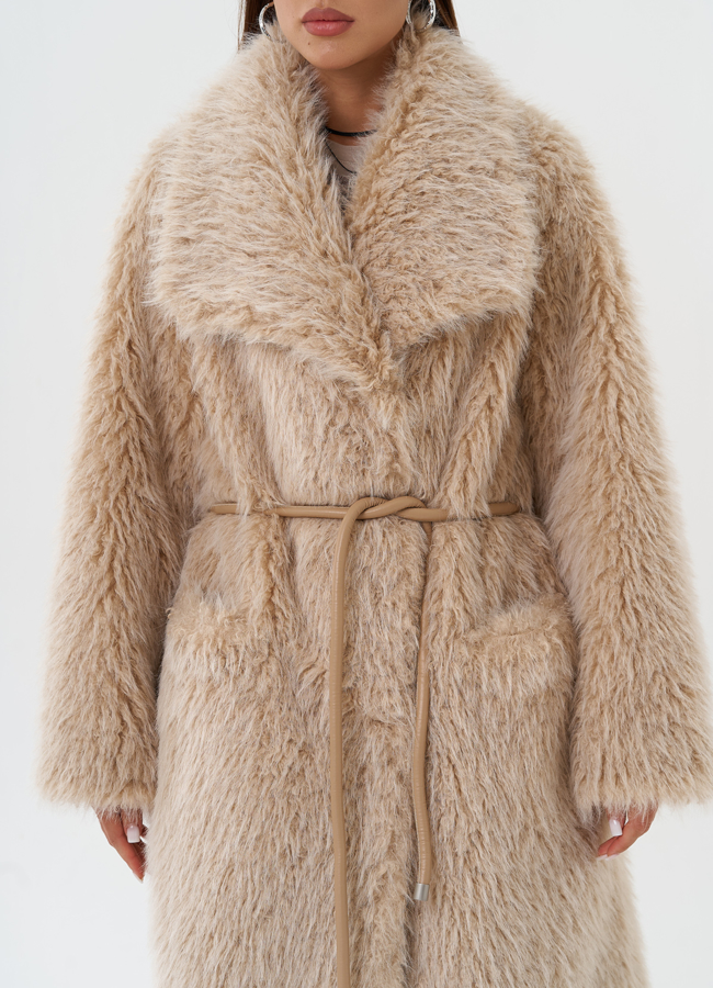 Длинная эко шуба под овчину модель № 28552 универмаг малина