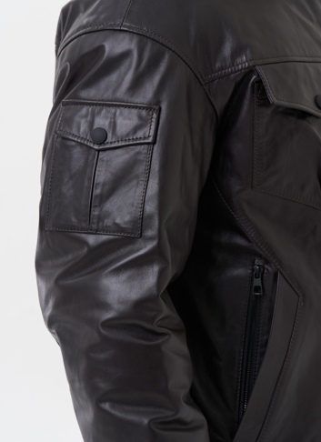 Мужской пуховик из натуральной кожи 