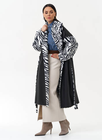 Двухстороннее пальто из эко замши с английским воротником