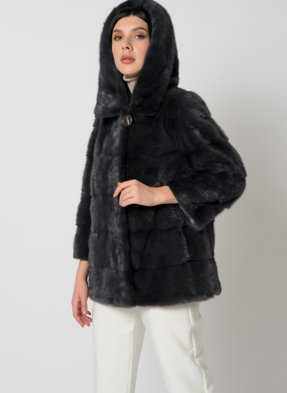 Куртка из меха норки с капюшоном