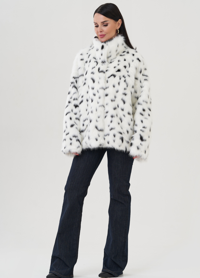 Куртка из эко меха с анималистичным принтом модель № 28458 меха малина