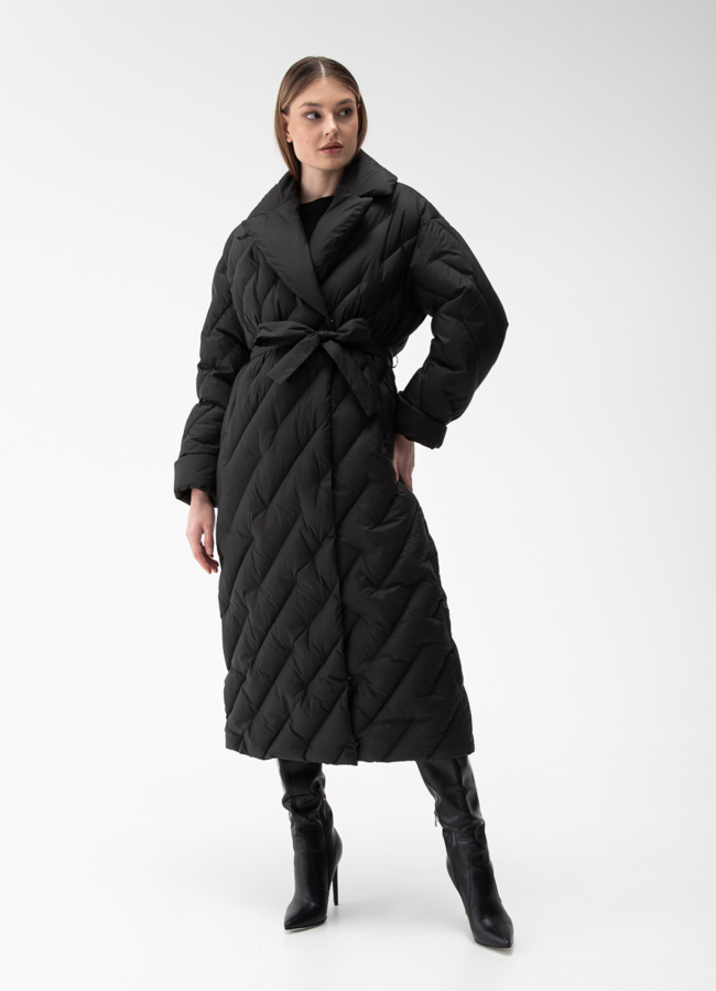 Женский пуховик с английским воротником модель № 28379 меха малина