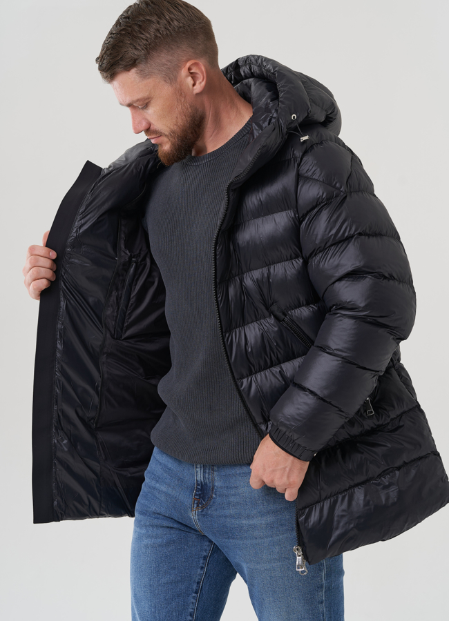 Мужской пуховик с капюшоном  модель № 82440 универмаг малина