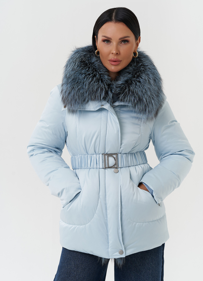 фото Пуховик с мехом чернобурки модель № 28573