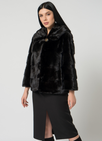 Норковая шуба с капюшоном
