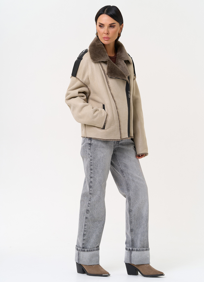 фото Светлая натуральная дубленка модель № 31360