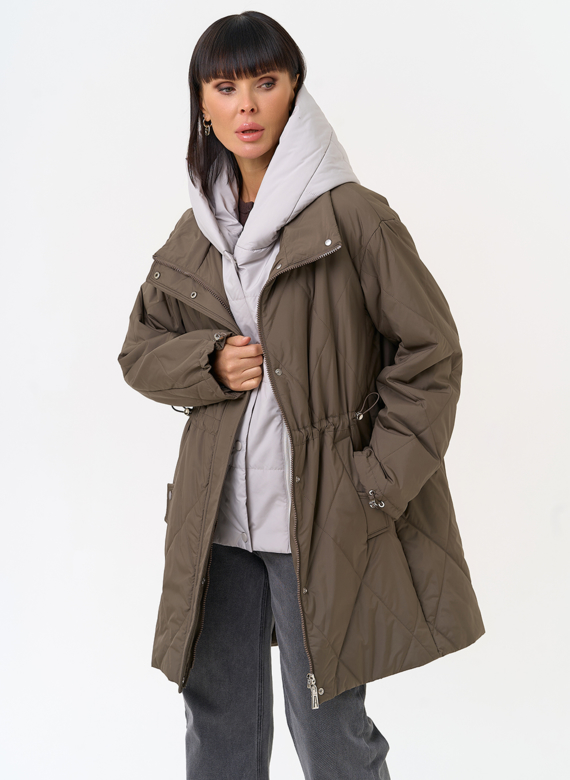 Женская удлиненная куртка со съемным капюшоном