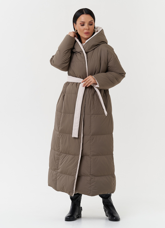 Двухсторонний пуховик с капюшоном модель № 28818 в кредит