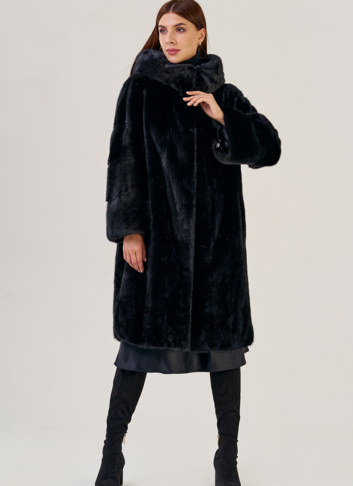 Шуба-"рубашка" с капюшоном