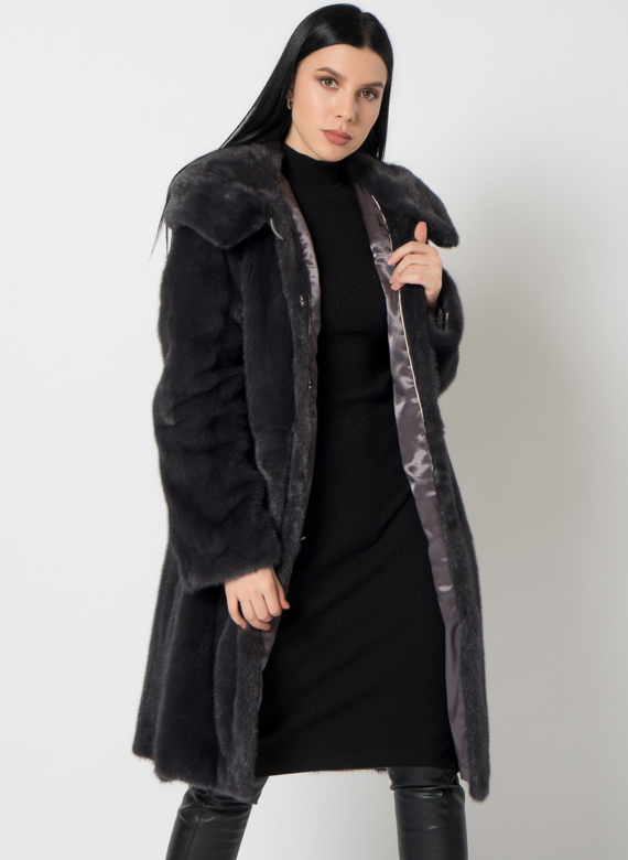 Норковая шуба с поясом