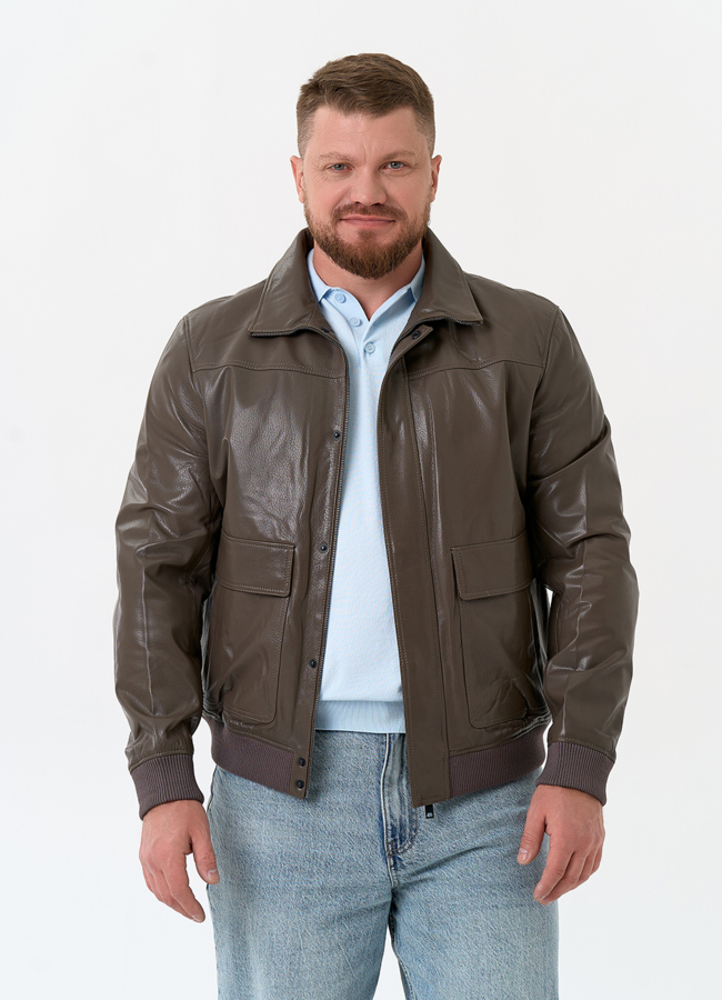 Мужская куртка бомбер из натуральной кожи модель № 32743 универмаг малина