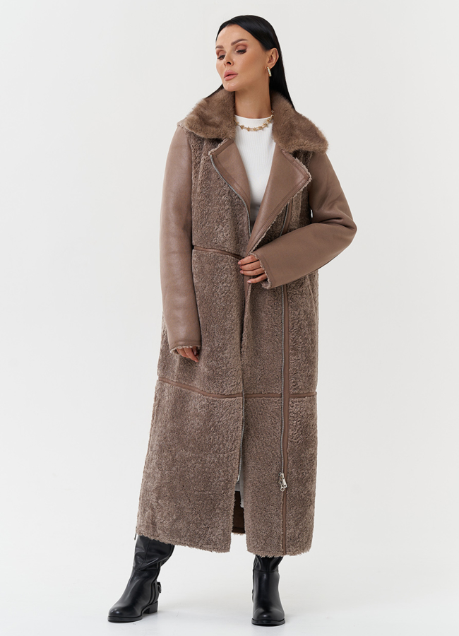 Дубленка из эко кожи с отделкой эко мехом модель № 27783 универмаг малина