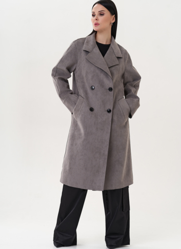 Пальто из эко замши