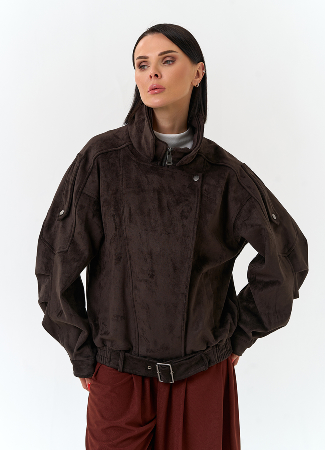 Женская куртка из эко замши модель № 33033 универмаг малина