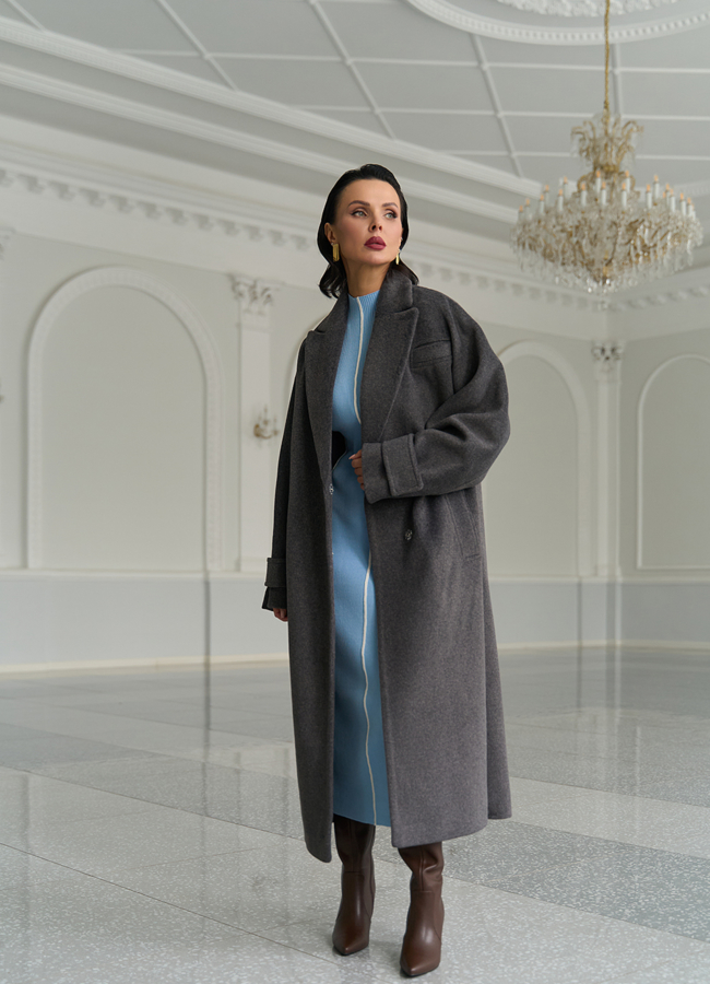 фото Женское пальто с поясом модель № 31214