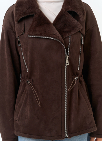 Женская дубленка из эко замши