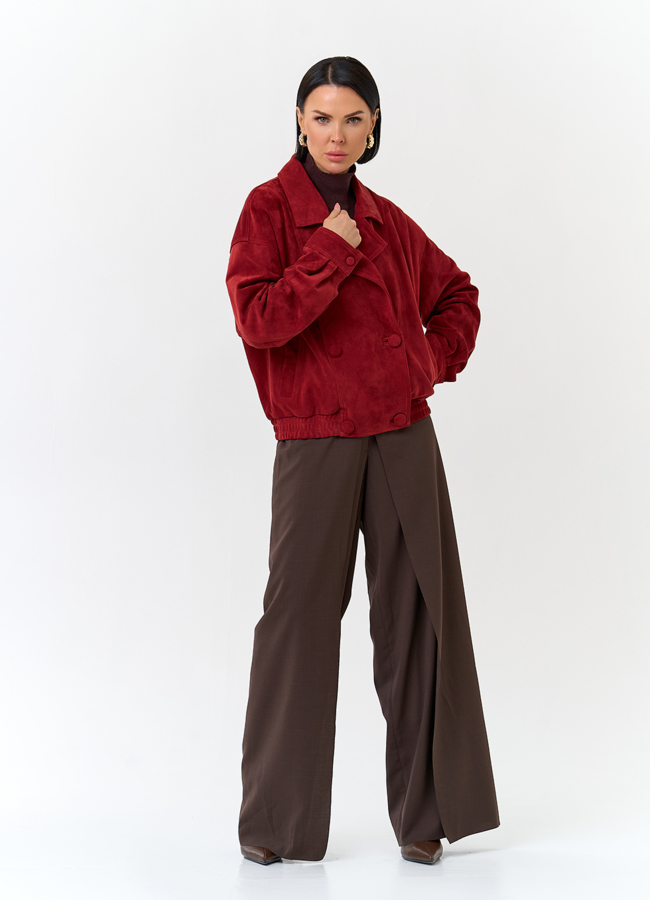 Женская куртка из натуральной замши красного цвета модель № 32740 универмаг малина