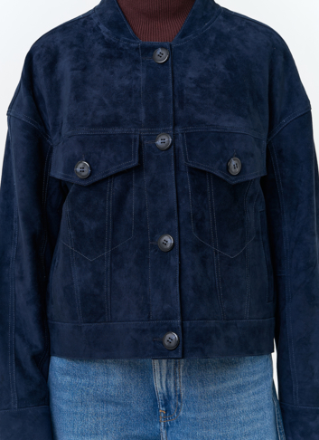 Женская куртка из натуральной замши синего цвета