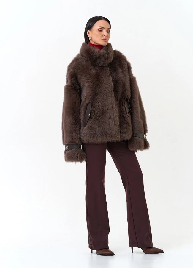 Женская дубленка с воротником стойкой модель № 34217 универмаг малина фото