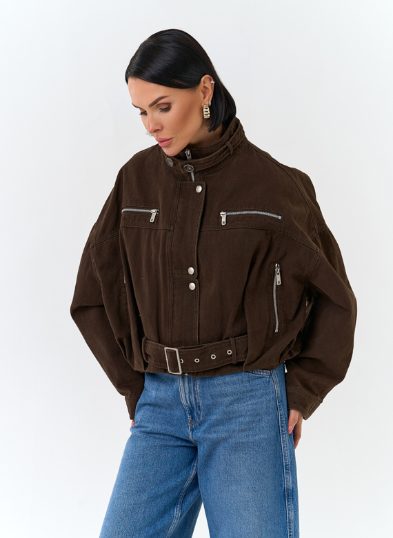 Женская короткая джинсовая куртка