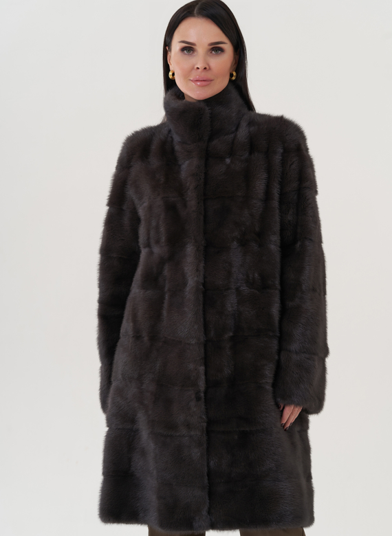 Шуба из норки с воротником стойка