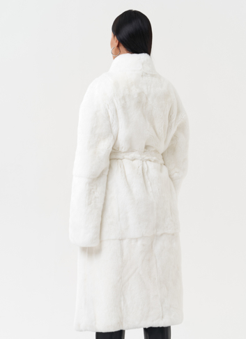 Длинная шуба из меха кролика