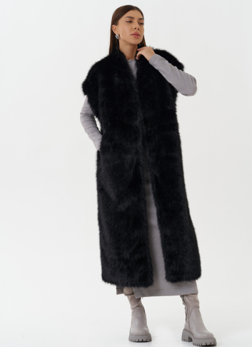 Длинный жилет из эко меха