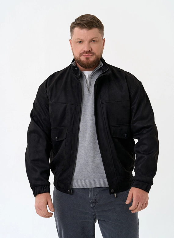 Мужская куртка бомбер из эко замши