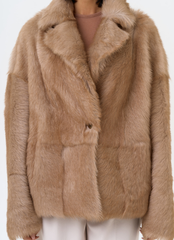 Женская натуральная дубленка с английским воротником