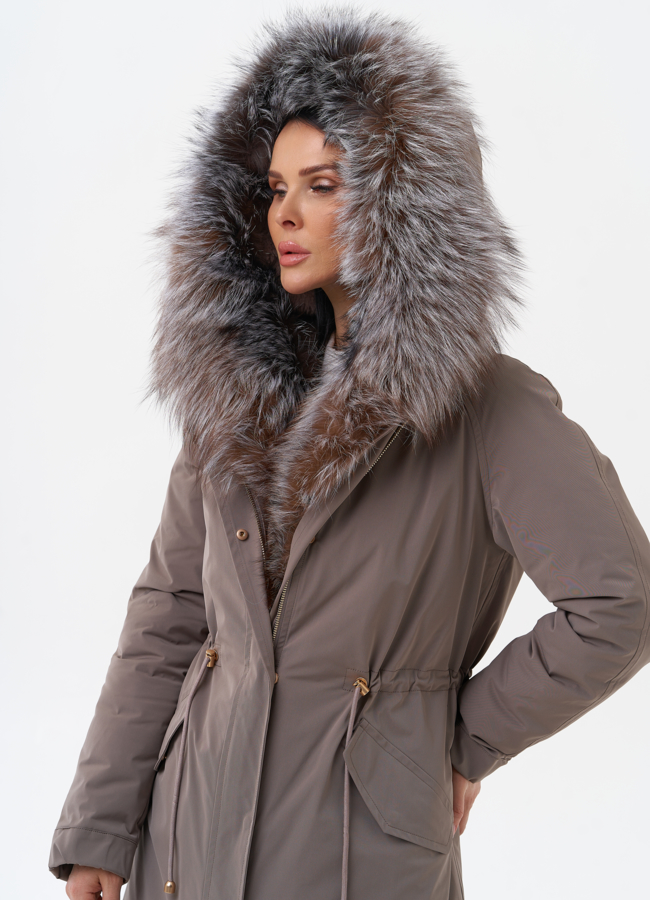 Парка женская с отделкой из меха чернобурки модель № 29187 универмаг малина