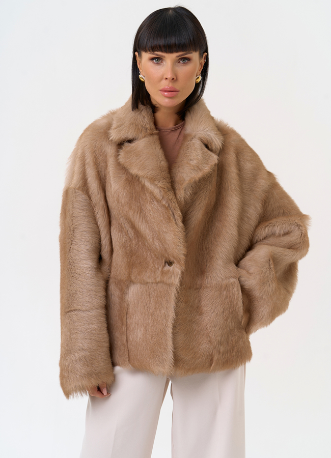 Женская натуральная дубленка с английским воротником модель № 31628 в рассрочку