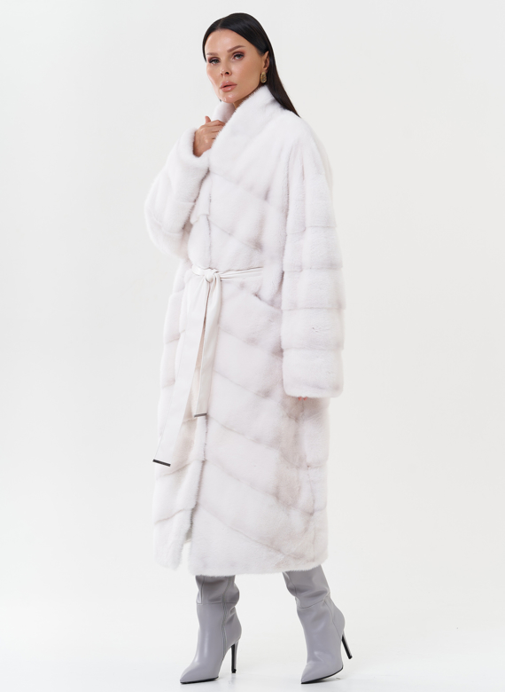 Шуба из меха норки с воротником шаль