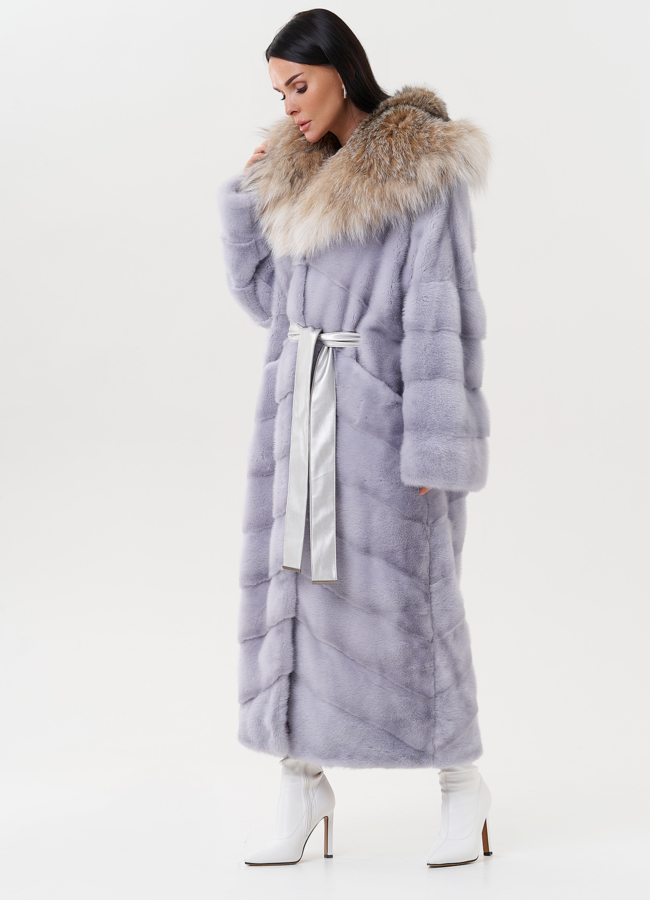 Женская норковая шуба с капюшоном из меха рыси модель № 27570 универмаг малина