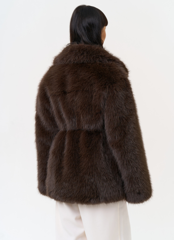 Женская шуба из эко меха с английским воротником