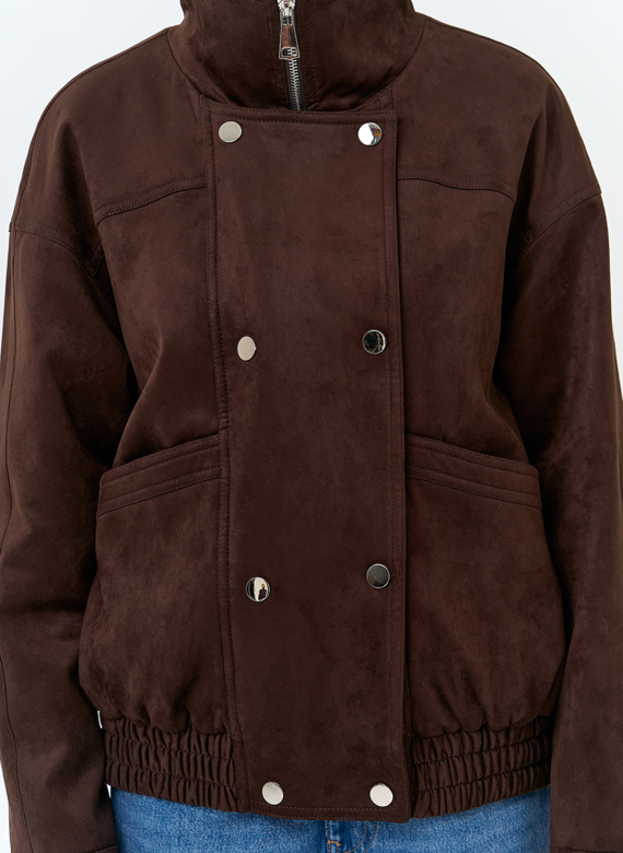 Женская утепленная куртка бомбер из эко замши