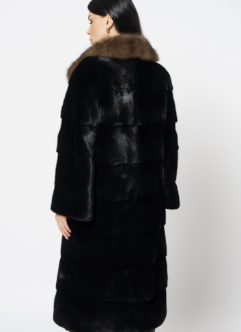 Шуба из норки с английским воротником