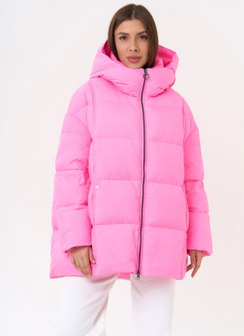 Женский яркий пуховик с капюшоном