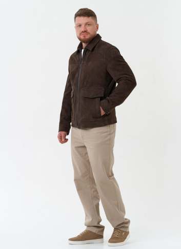 Мужская куртка из натуральной замши коричневого цвета