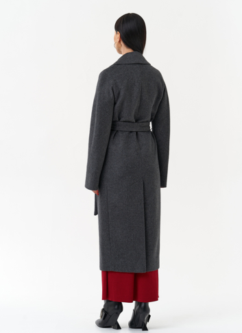 Длинное женское пальто с английским воротником